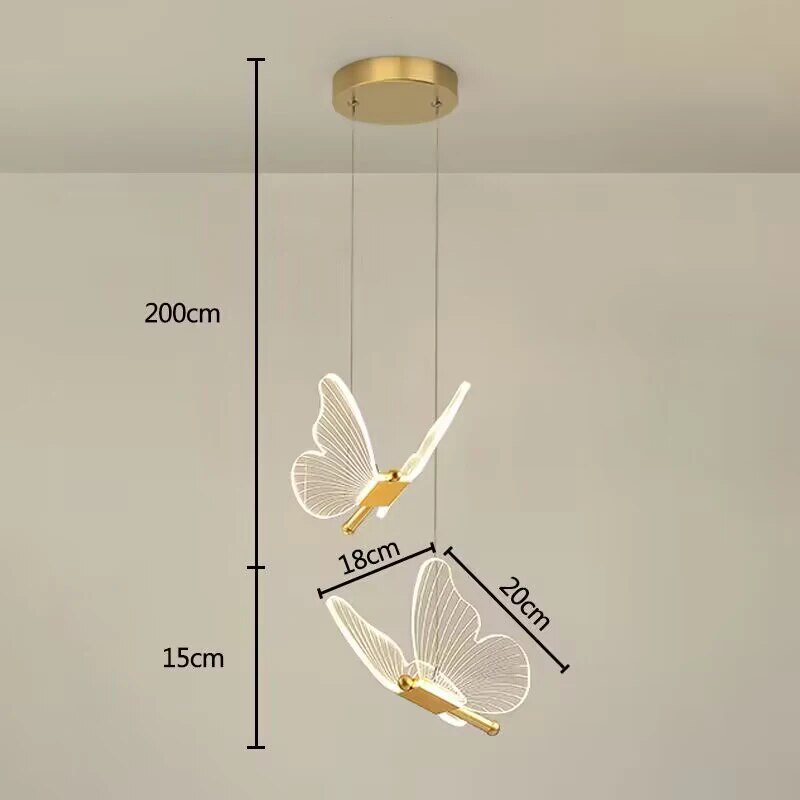 Pendant light in the shape of a butterfly
