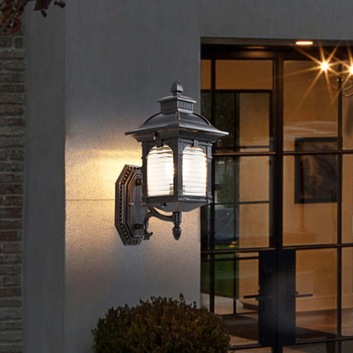 Antique Glass Outdoor Wall Lamp
