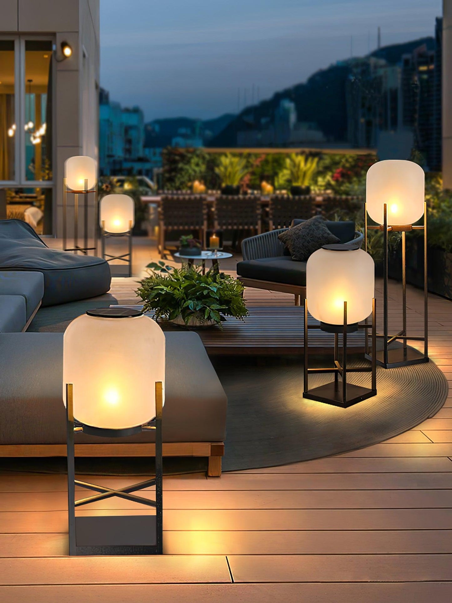 Solar floor lamp lantern for outdoors