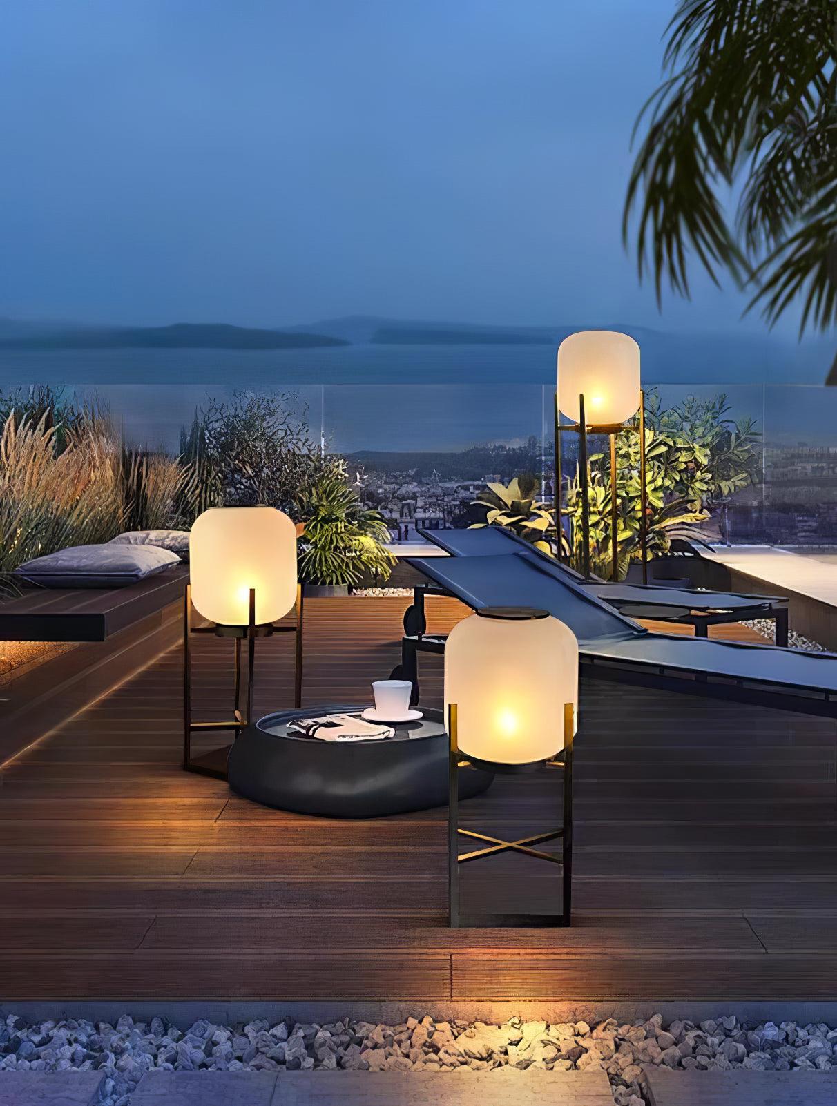 Solar floor lamp lantern for outdoors