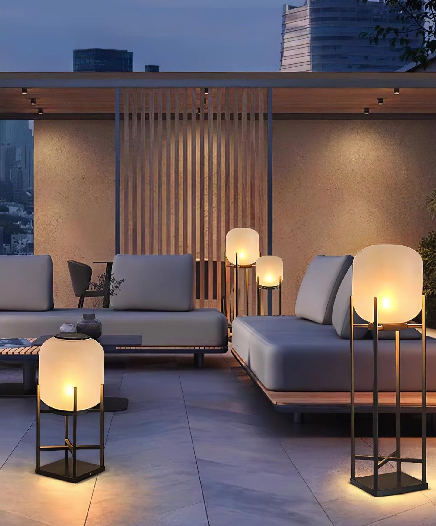 Solar floor lamp lantern for outdoors