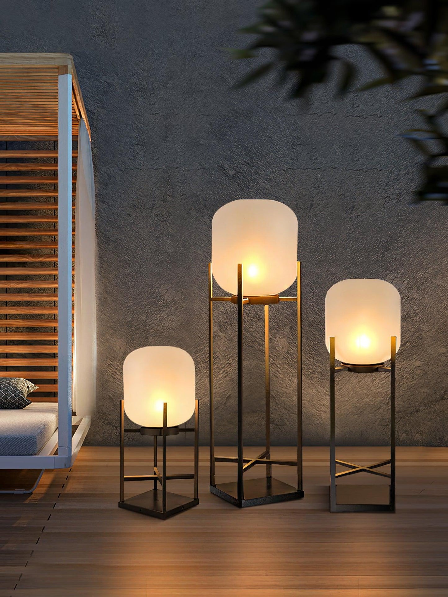 Solar floor lamp lantern for outdoors