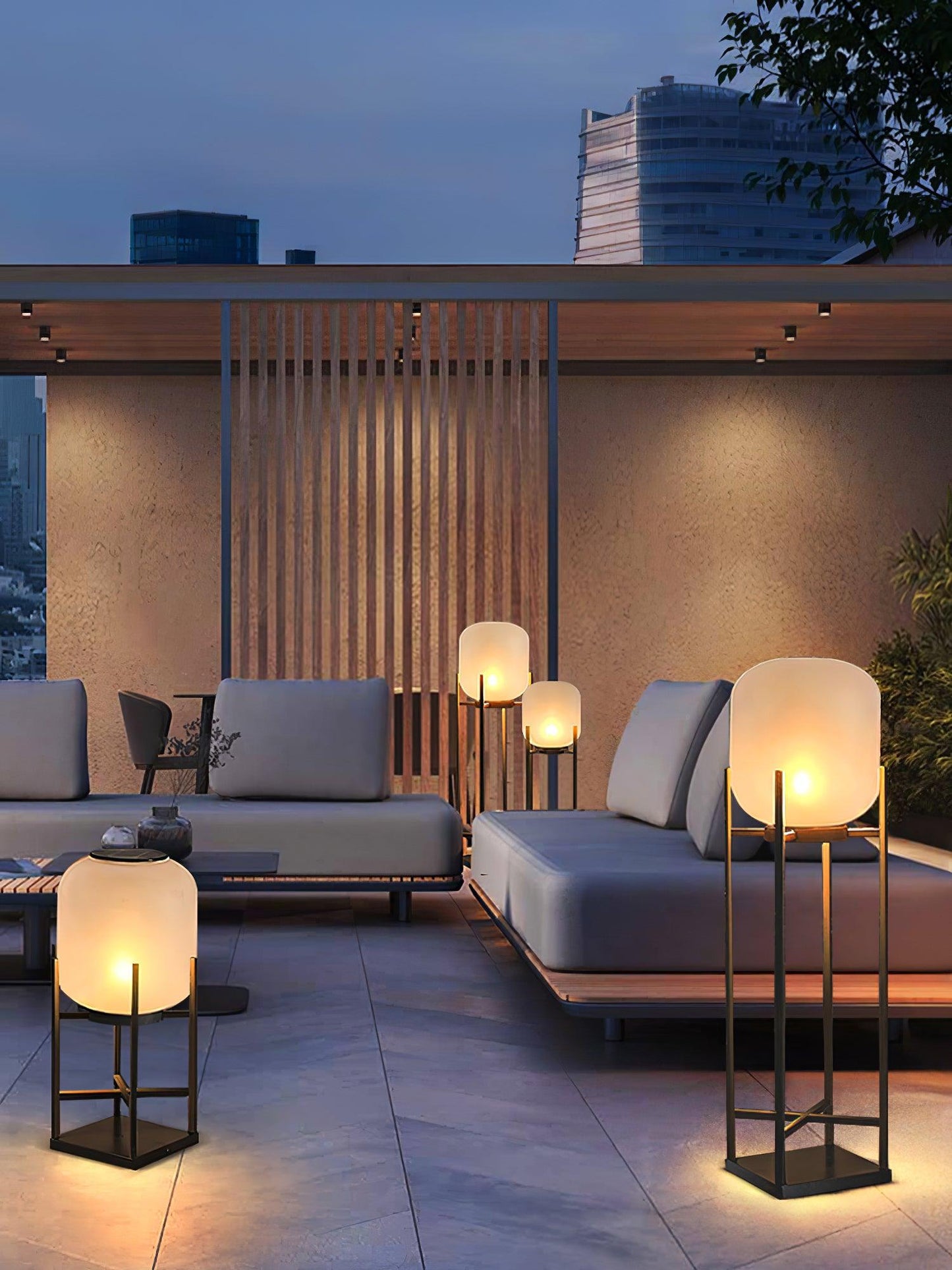Solar floor lamp lantern for outdoors