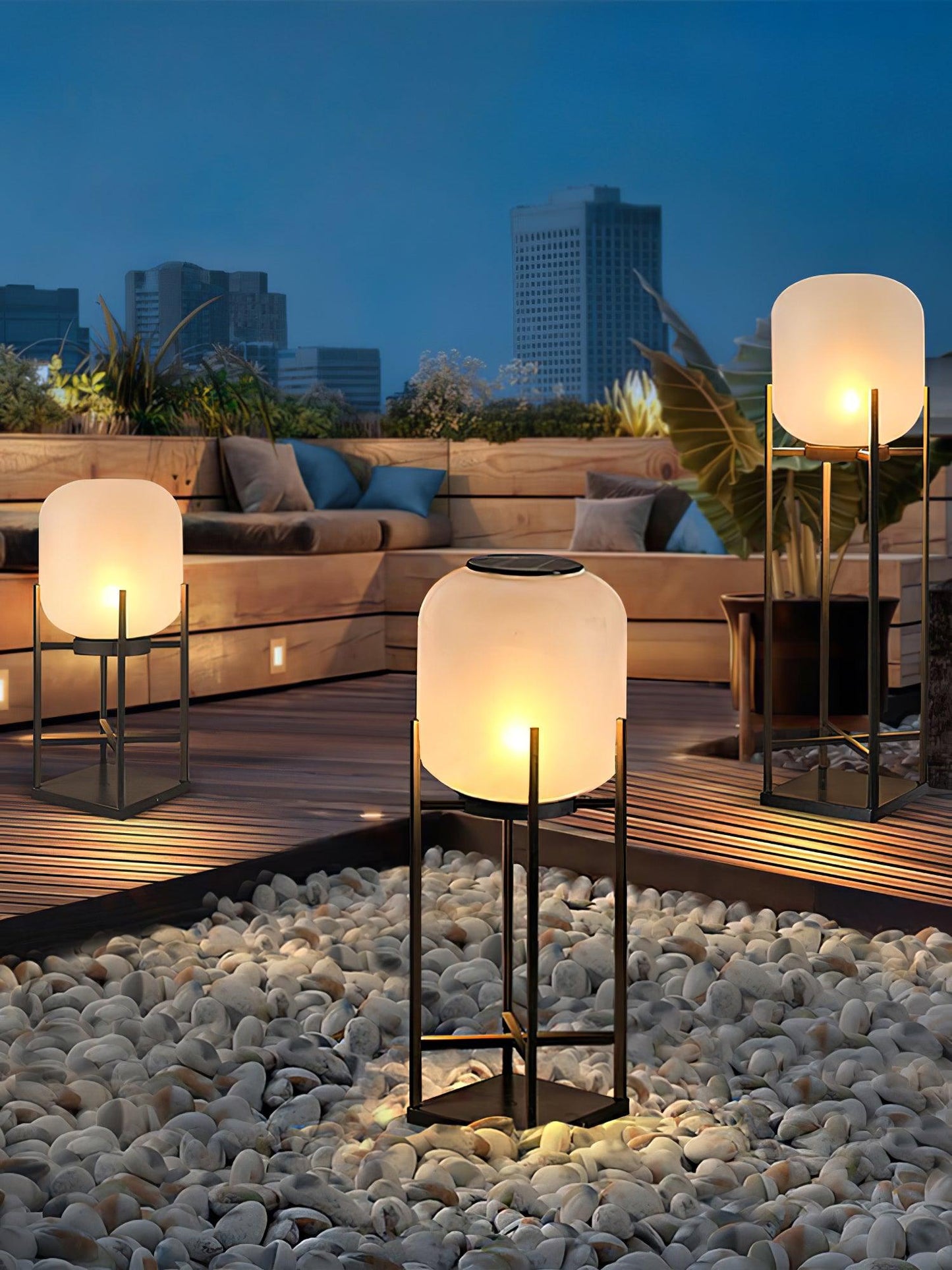 Solar floor lamp lantern for outdoors