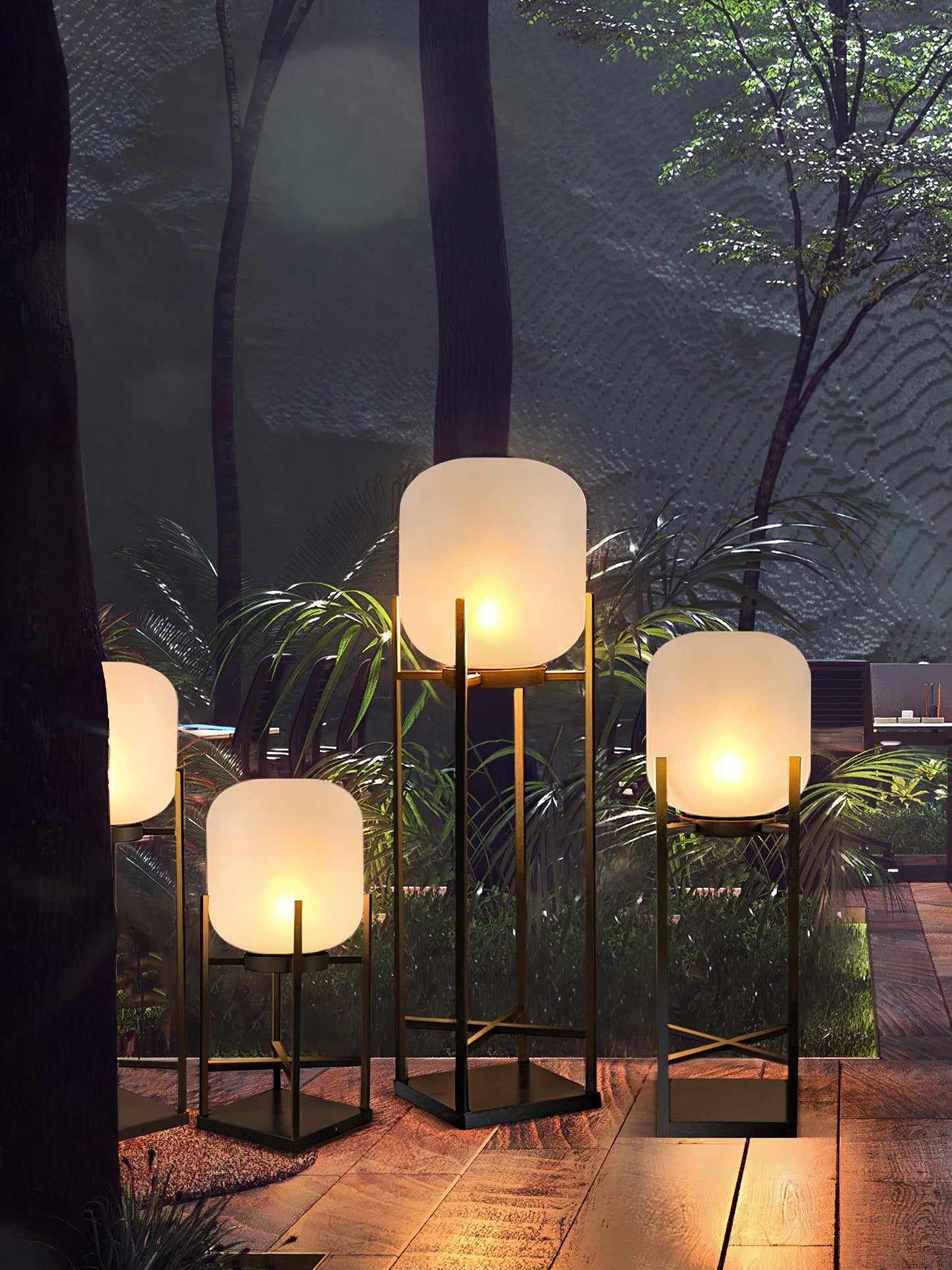 Solar floor lamp lantern for outdoors