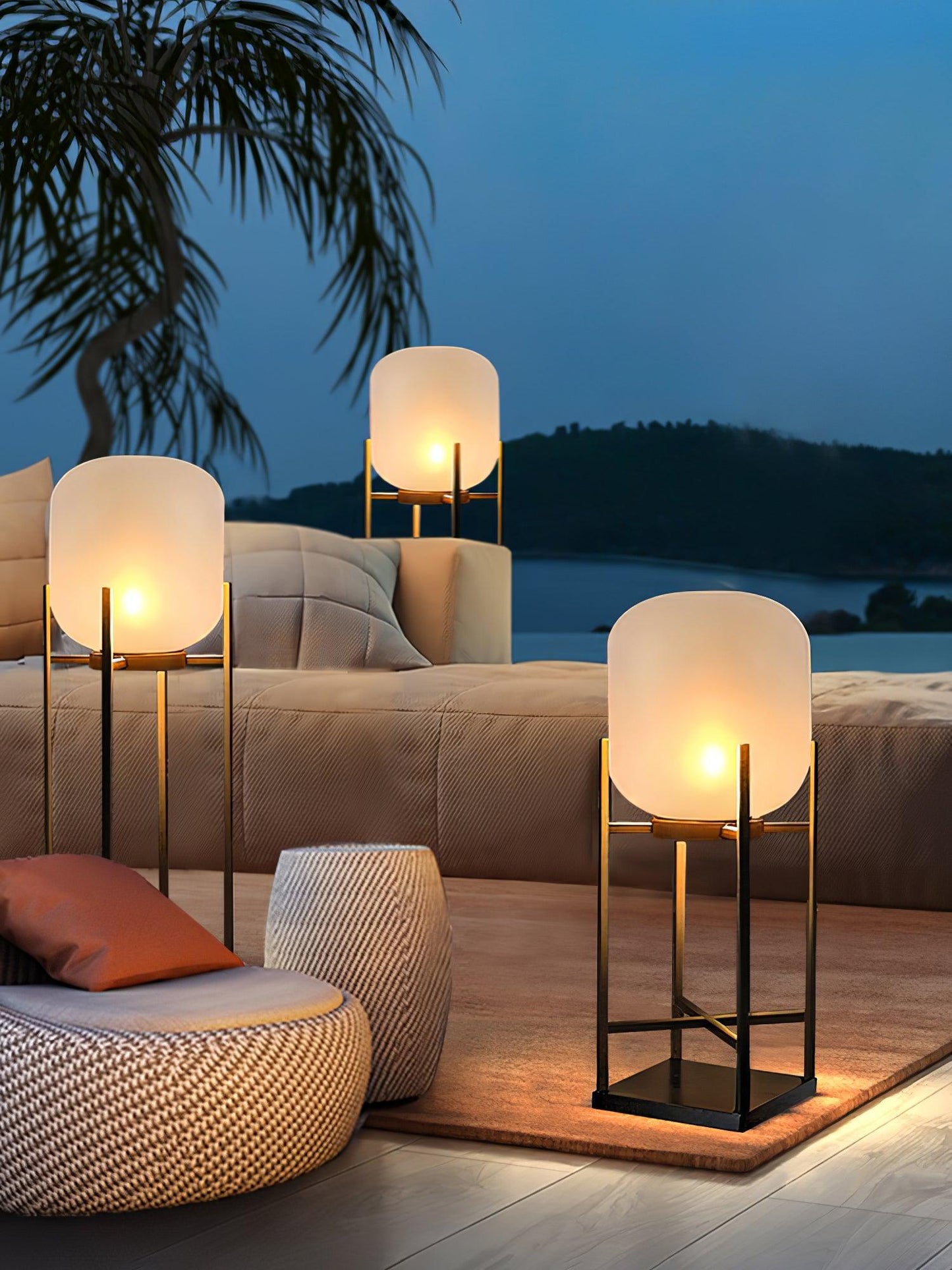 Solar floor lamp lantern for outdoors