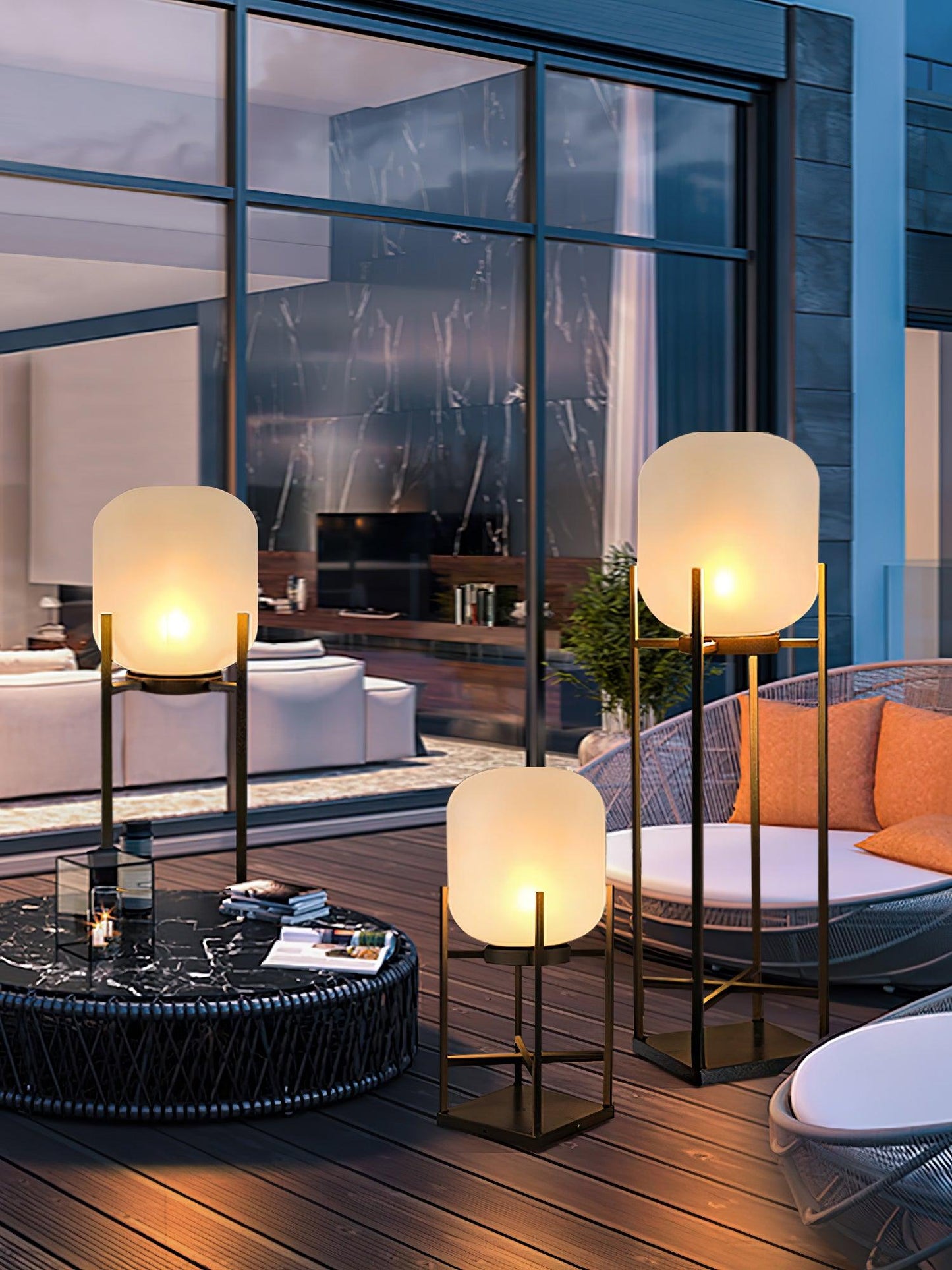 Solar floor lamp lantern for outdoors