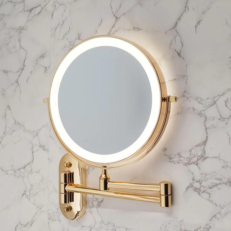 Golden Wall Folding Makeup Mirror