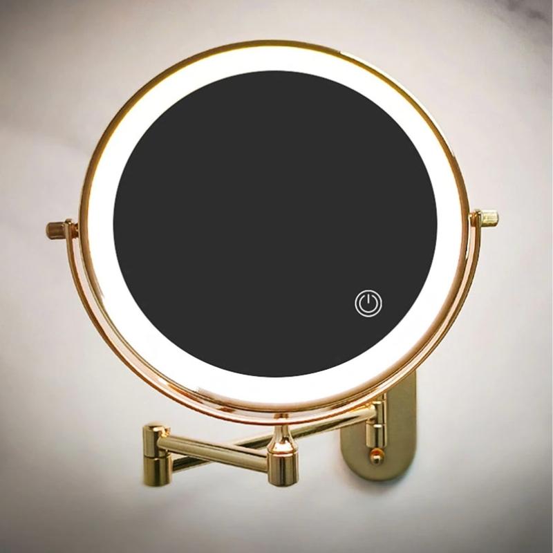Golden Wall Folding Makeup Mirror
