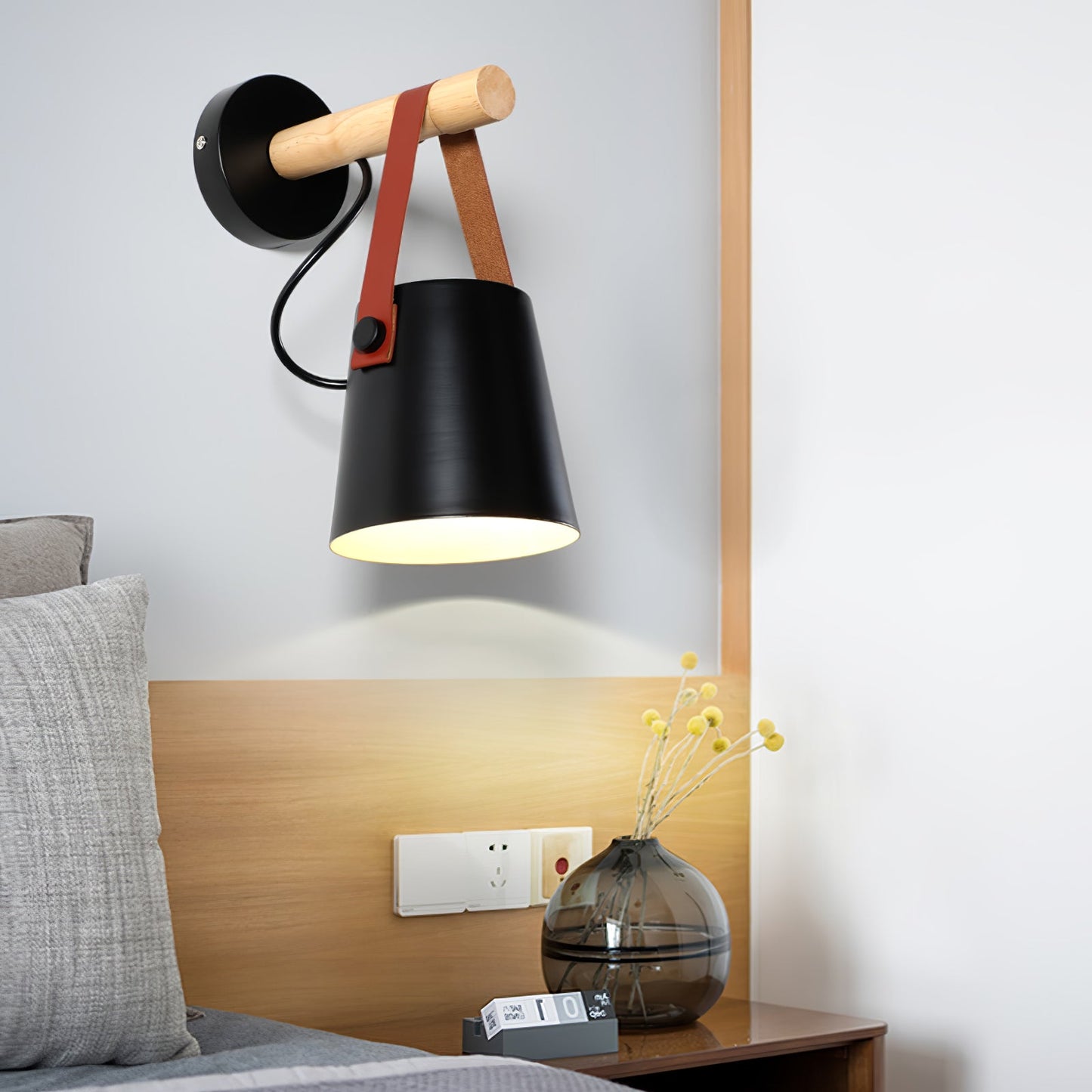 Conical Wall Light Made of Wood