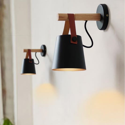 Conical Wall Light Made of Wood