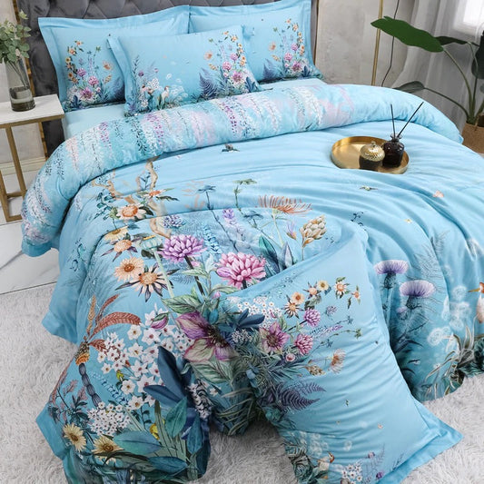 Botanical Sky Blue Pillowcases (Set of 2)