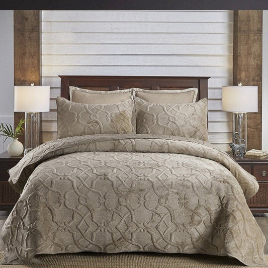 Quilted Bedspread Set – Brown Eclipse