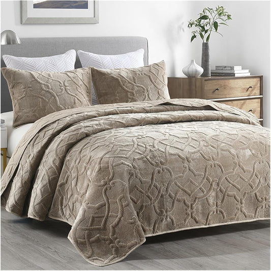 Quilted Bedspread Set – Brown Eclipse