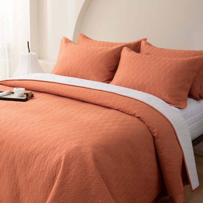 Herringbone Harmony 3 Piece Bedspread Set