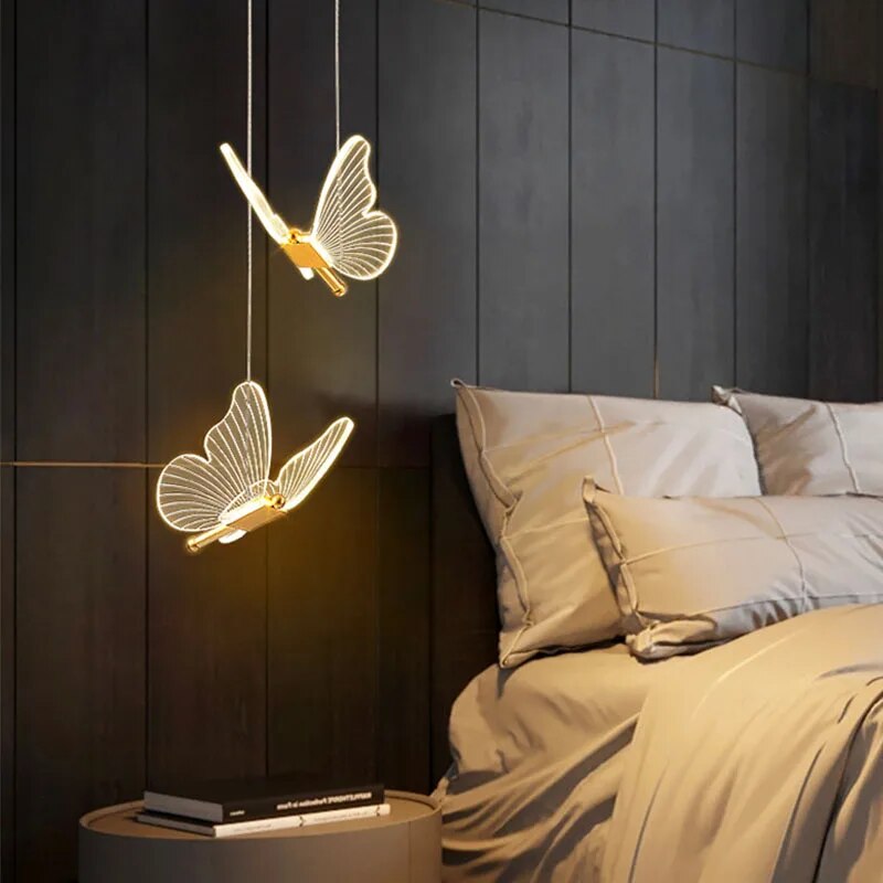 Pendant light in the shape of a butterfly