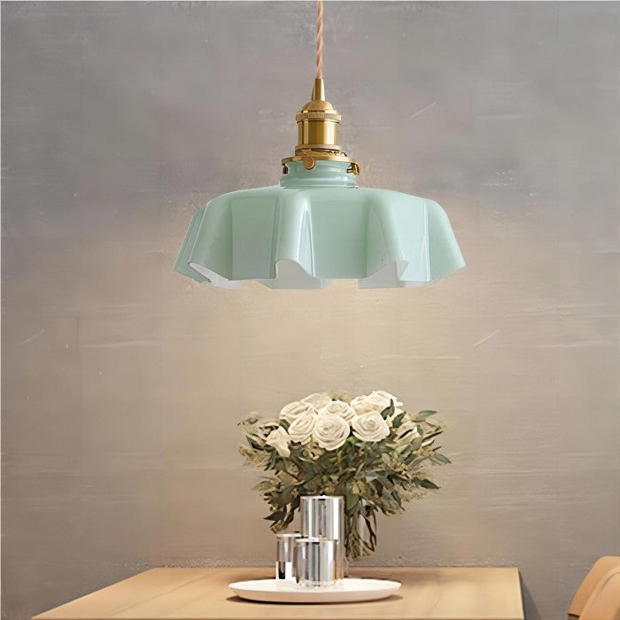 Retro Glass Flower Cream Hanging Lamp