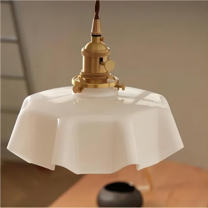 Retro Glass Flower Cream Hanging Lamp