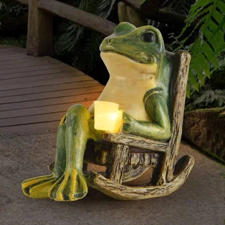Glowing Garden Frog Statue