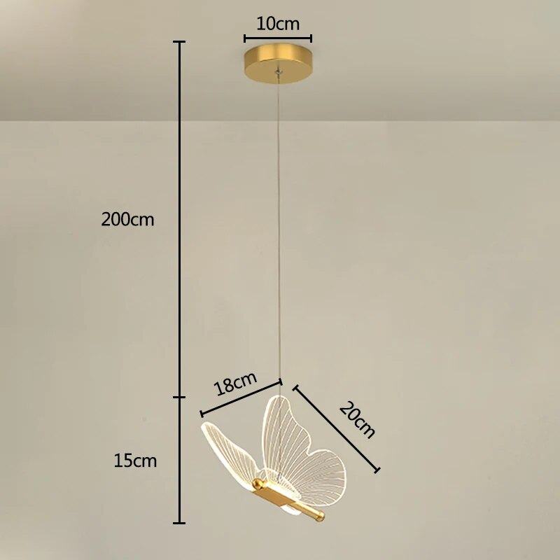 Pendant light in the shape of a butterfly
